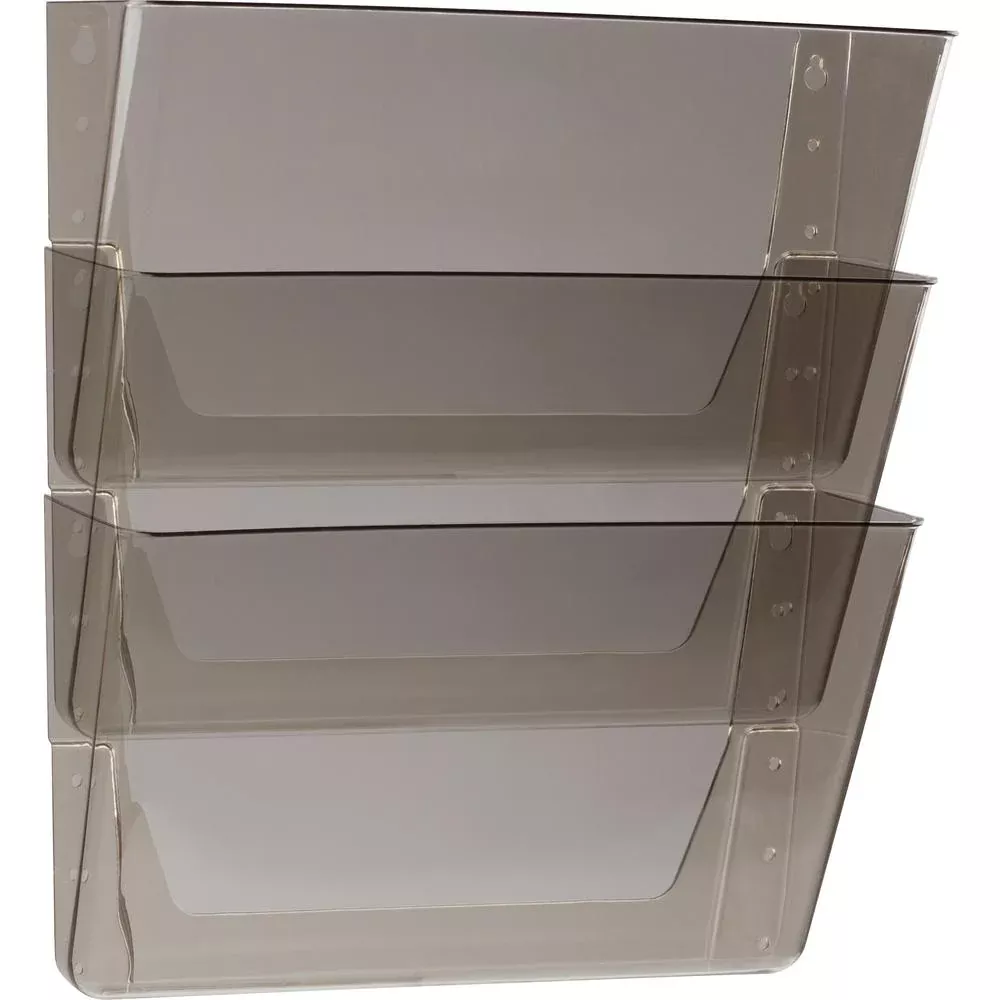 Storex Stacking Wall Pocket Set - 18 x File - 1 Pocket(s) - 7'' Height x 4'' Width16'' Length - Stackable - Smoke - Poly - 3 / Set
