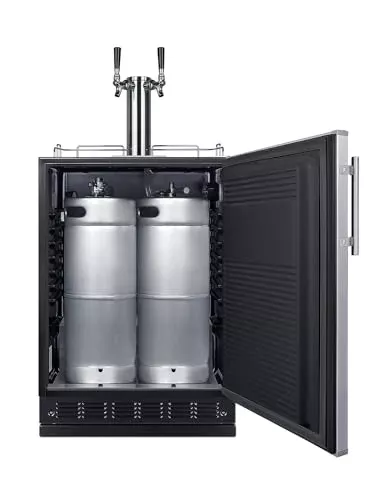 Summit Appliance 24" Wide Wine Kegerator/Refrigerator Combo, Black Interior, Caster Wheels, Residential/Commercial Use (LHD, Wine)