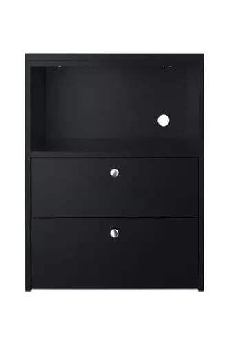 Summit Appliance CWM2ADA 2-Drawer Microwave Cabinet, Black; ADA Compliant Height; 2 Slide-Out Drawers; 12.5" H x 24.5" W Opening; 4 Leveling Legs; Ships Fully Assembled