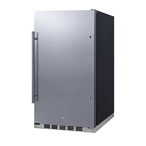 Summit Appliance FF195H34 Commercially Approved ENERGY STAR Certified All-Refrigerator for Built-in or Freestanding Use with Auto Defrost, Stainless Steel Door, Lock and Black Cabinet