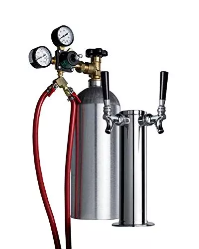 Summit Appliance KitWineTWIN Wine Dispensing Dual Tap Kit, Compatible with Any Summit Kegerator, Dual Faucets, Stainless Steel Construction, CO2/Nitrogen Tank