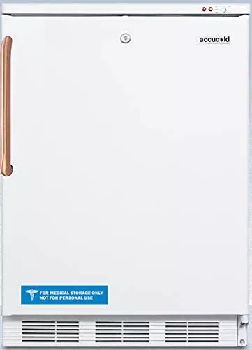 Summit Appliance VT65MLTBC 24" Wide Counter Height All-Freezer Capable of -25ºC Operation with Pure Copper Handle, Front-Mounted Lock and White Exterior