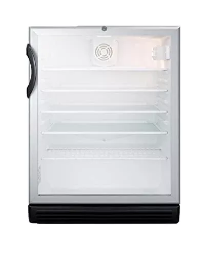 Summit SCR600BGLBIADA 24"" Commercially Approved Beverage Center with 5.5 cu. ft. Capacity ADA Compliant Factory Installed Lock Adjustable Thermostat Double Pane Tempered Glass Door in Stainless Steel