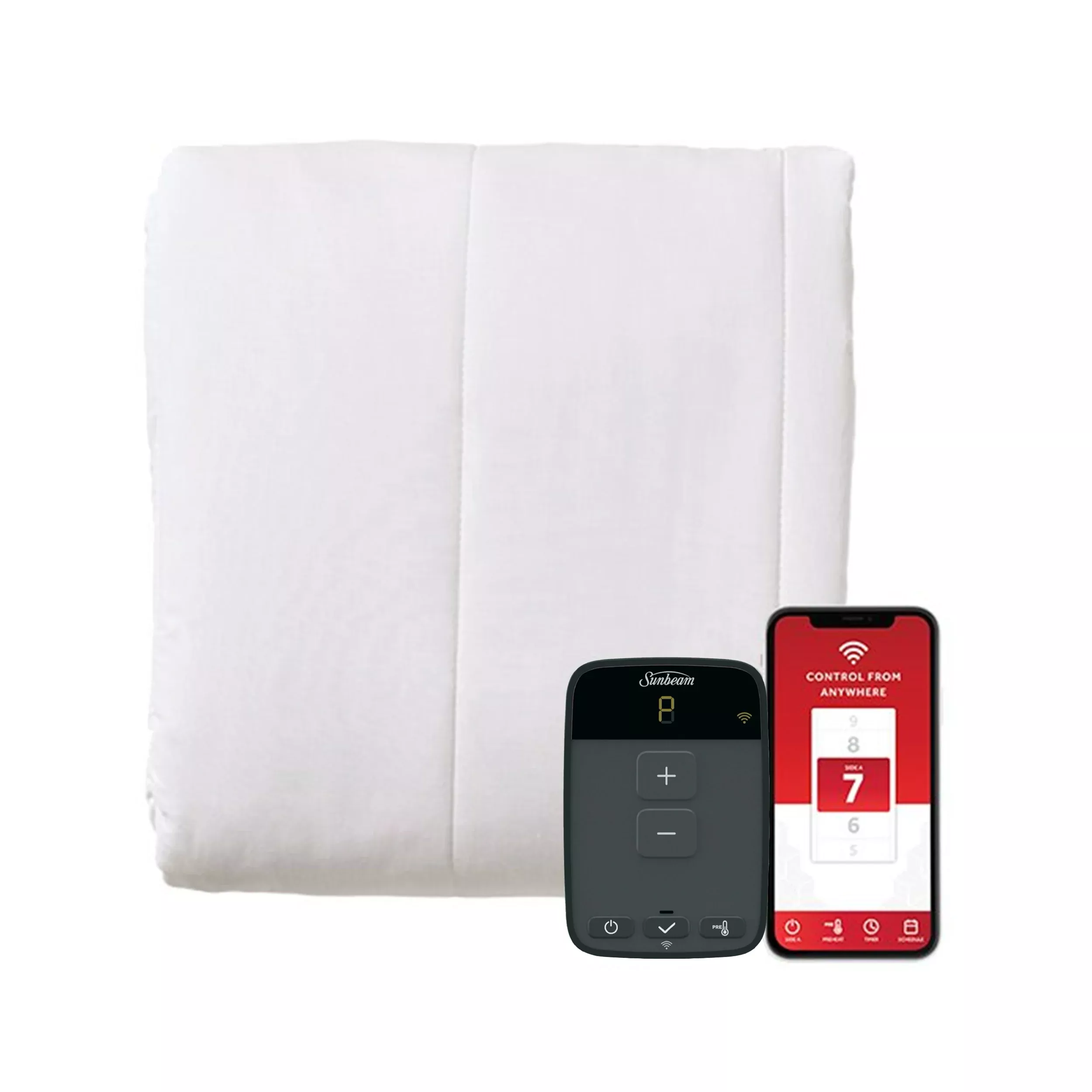SunbeamFull Size Electric Mattress Pad with Digital Controller and Wi-Fi Connection