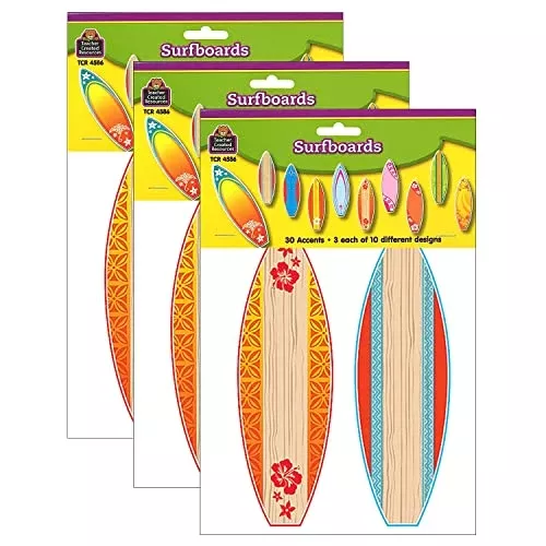 Teacher Created Resources Surfboards Accents, 30 Per Pack, 3 Packs