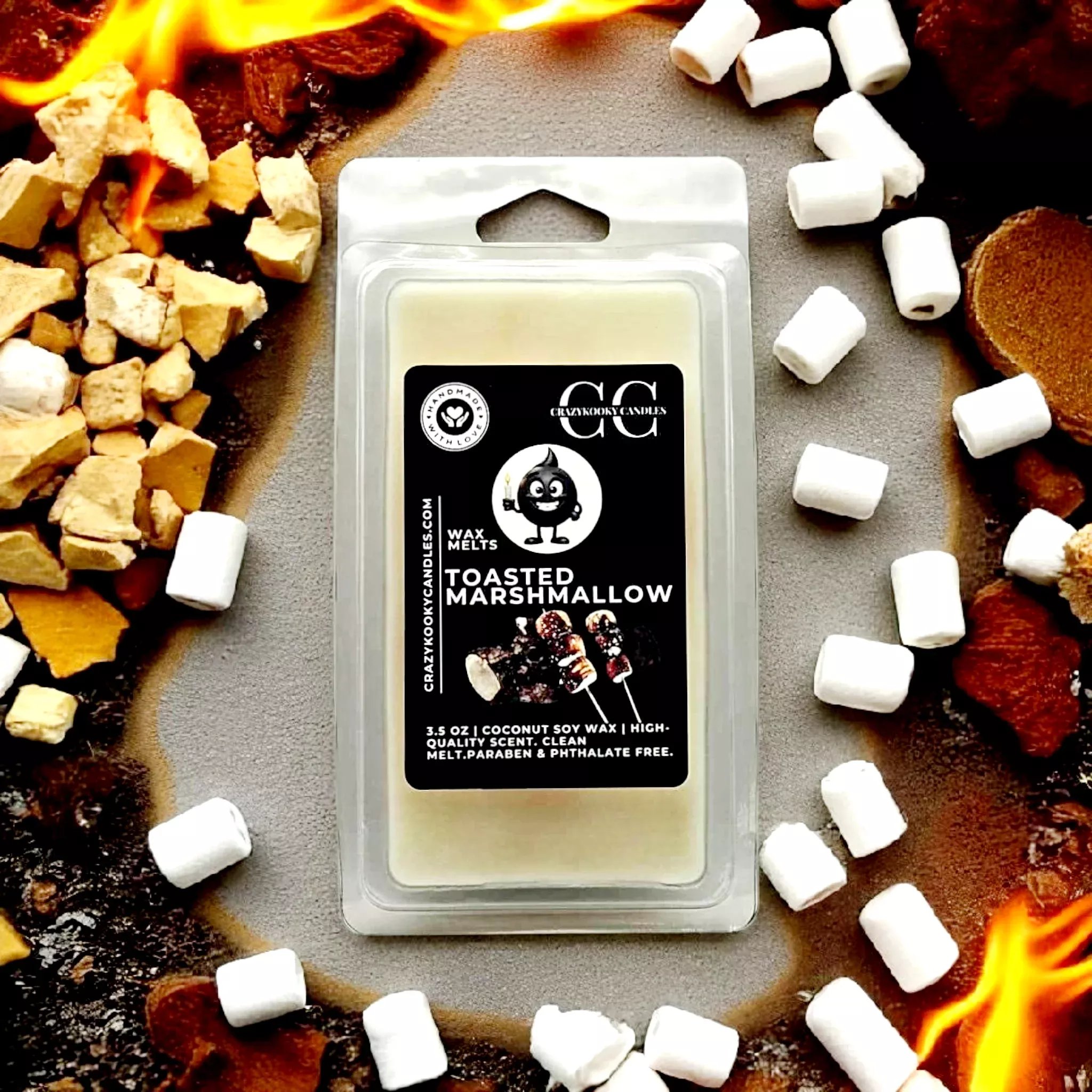 TOASTED MARSHMALLOW - Wax Melts, Scented Coconut Soy, 3.5oz