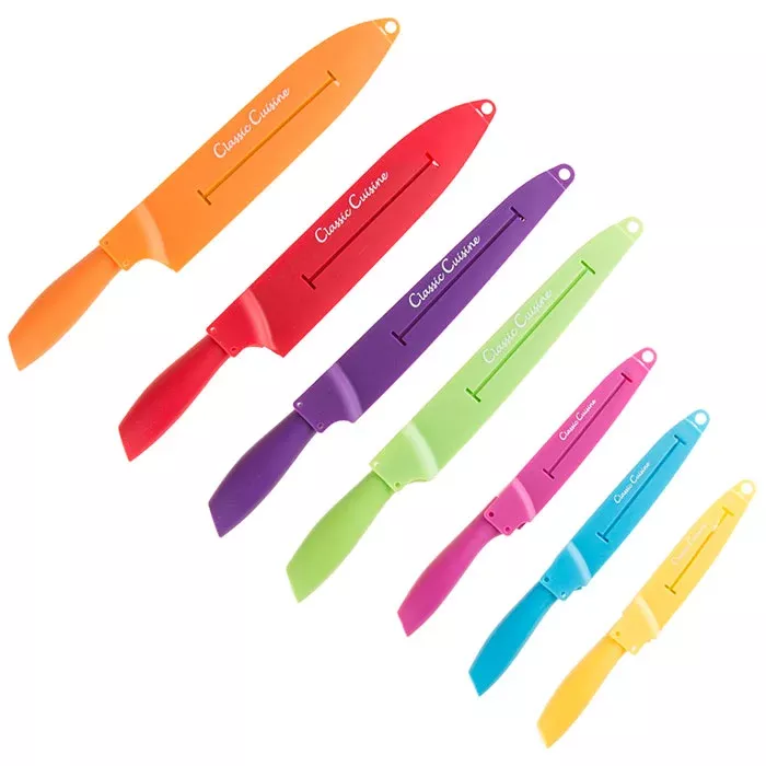Trademark 82-CC5000 Colored Knife Set with Sheaths - Pro Grade, 14 Piece