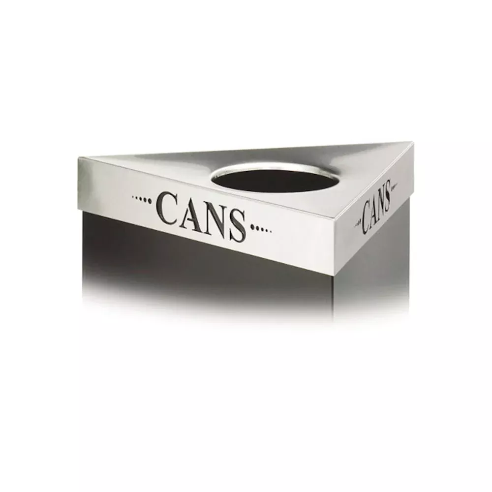 Trifecta Waste Receptacle Lid, Laser Cut ''CANS'' Inscription, Stainless Steel - Safco