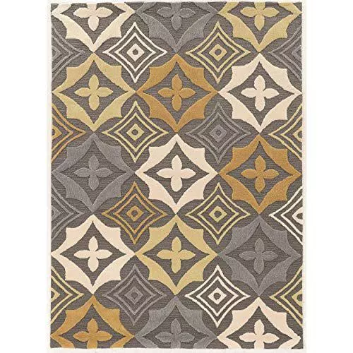 Trio Emblem Grey & Gold 5x7, Rug - Linon