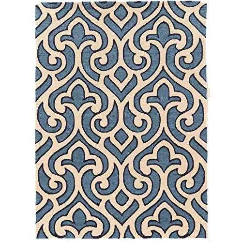 Trio Marple Ivory & Blue 5x7, Rug - Linon