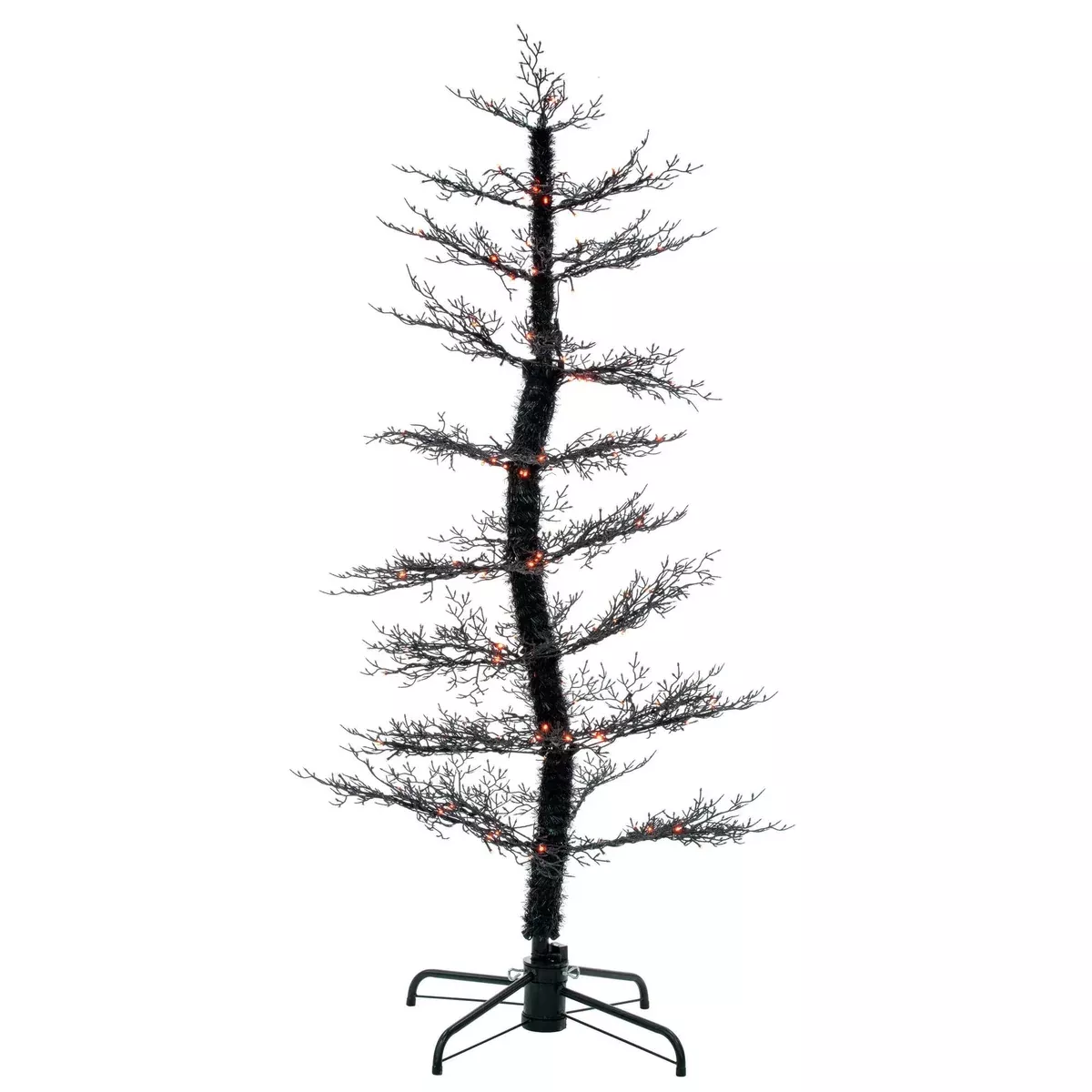 Vickerman 6' x 32" Black Cedar Pre-lit Halloween Tree with 160 Orange and Purple Lights.