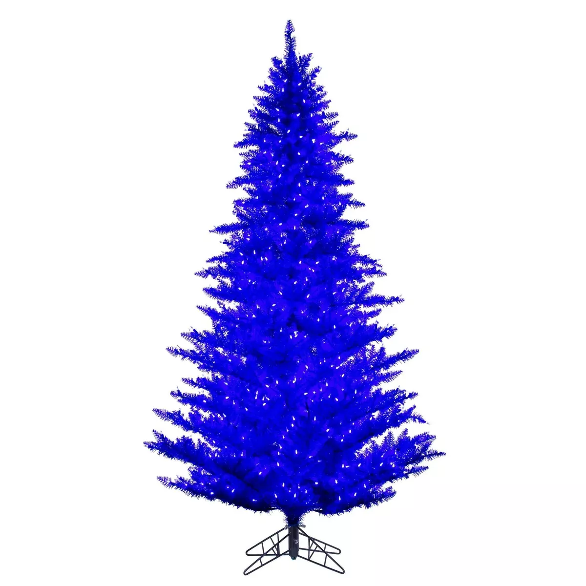 Vickerman 9' x 64" Blue Artificial Pre-Lit Christmas Tree with LED Lights and Step On/Off Foot Switch