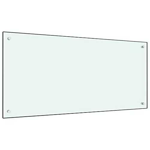 "vidaXL White Kitchen Backsplash - Tempered Glass, Easy-to-Clean, Heat-Resistant, Secure Installation, Protective & Decorative, 39.4" x 19.7"