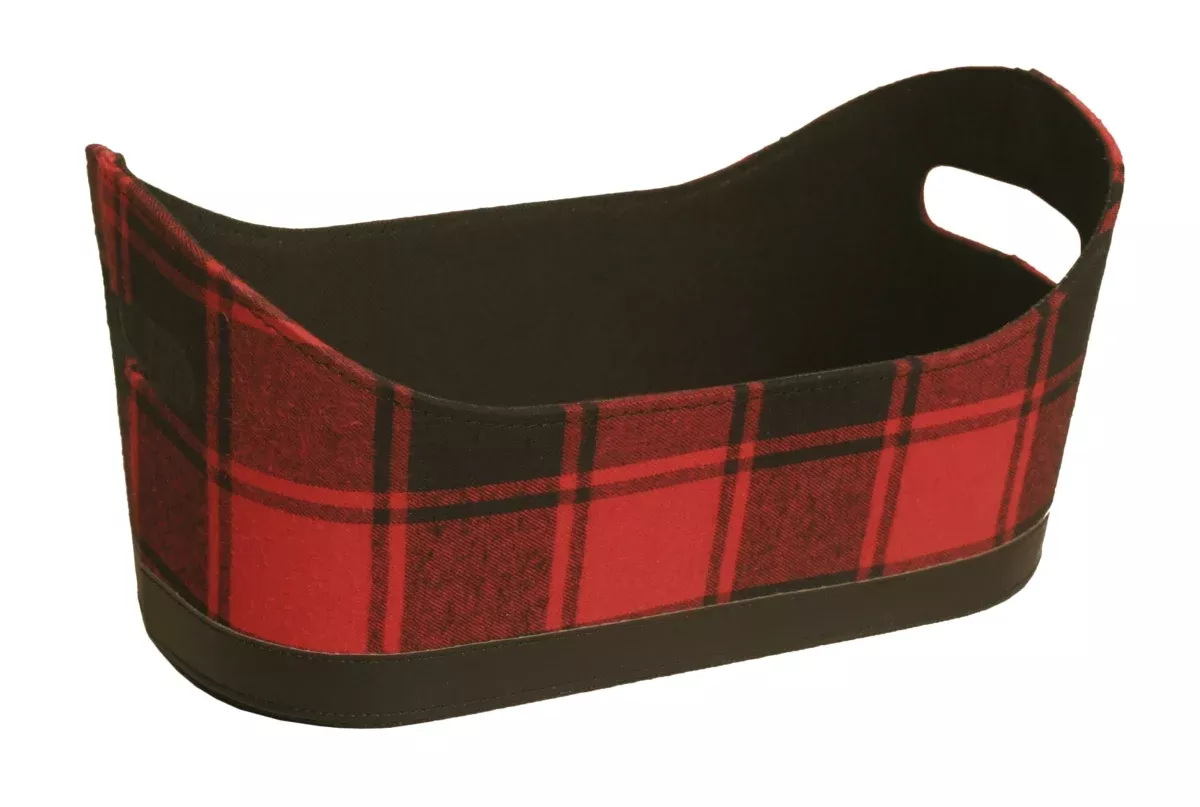 Wald Imports 70004 Buffalo Plaid Fabric Container, Red & Black