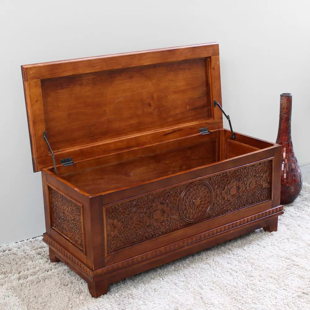 Windsor Carved Wood Trunk - International Caravan