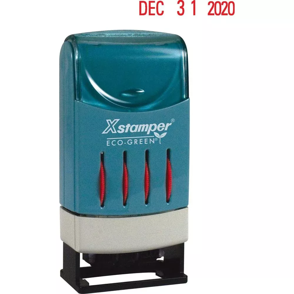 Xstamper VersaDater Large Type Date Stamp - Message/Date Stamp - ''FAXED, PAID, RECEIVED'' - 1'' Impression Width x 0.16'' Impression Length - Red - Recycled - 1 Each